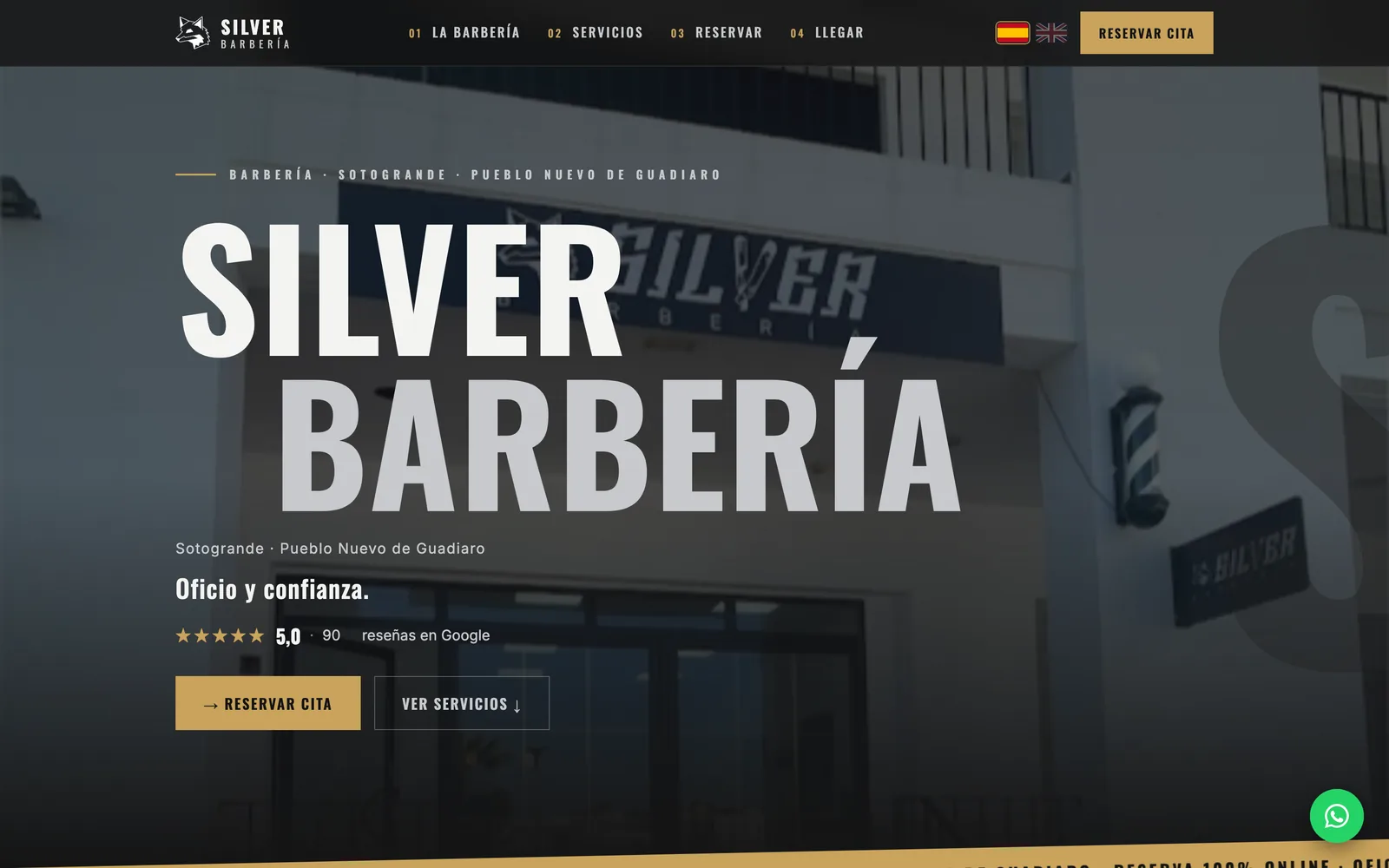 Captura de la web de Silver Barbería, en Pueblo Nuevo de Guadiaro